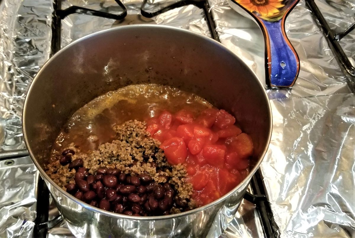 Chili Ingredients in a pot.
