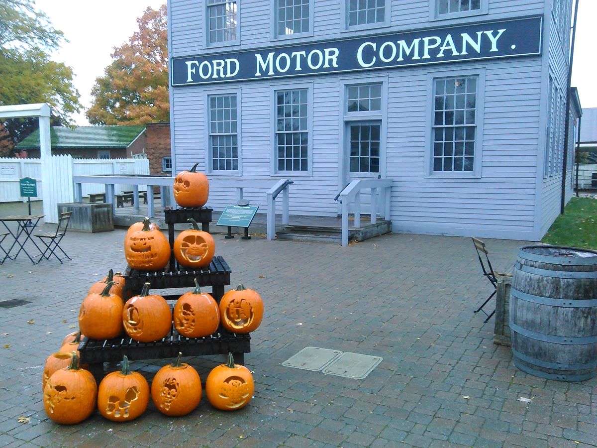 Several Pumpkins outside at Halloween Greenfield Village