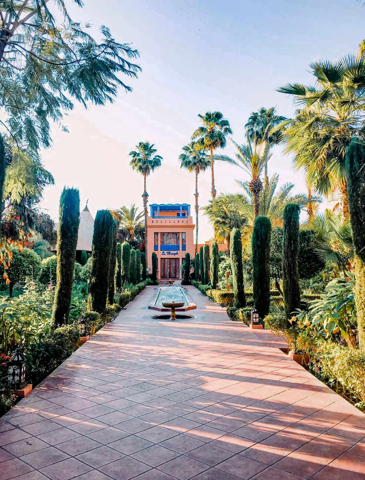 The walkway into Le Meridien Nfis hotel in Marrakech.
