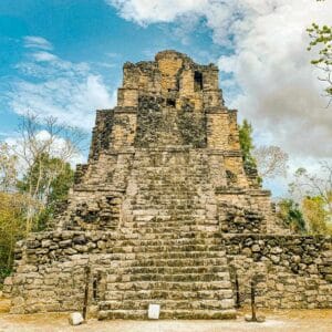 A picture of impressive muyil ruins at the archeological zone in Tulum.